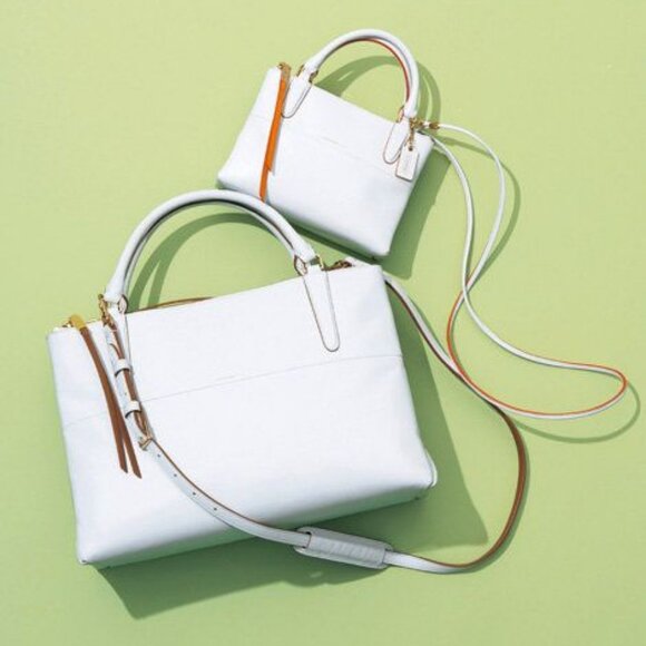 Coach Mini Borough Bag in White with Matching Mini Keychain Bag Charm - Picture 9 of 10